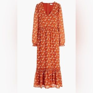 J Crew Crinkle Midi Flounce Dress